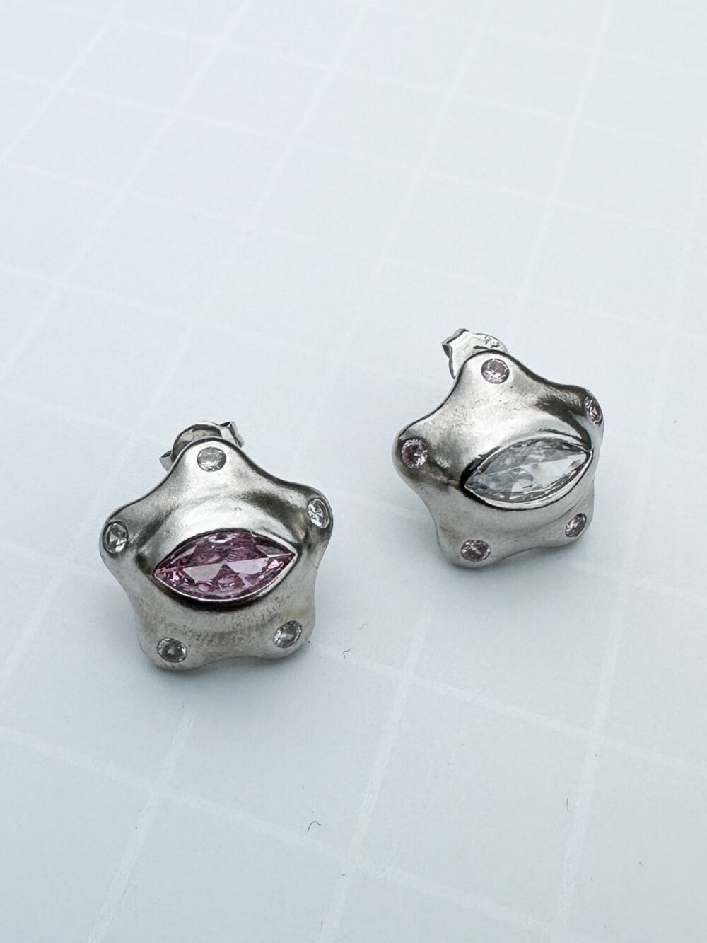 Collina Strada Starlet Pink Crystal Stud Earrings NIB